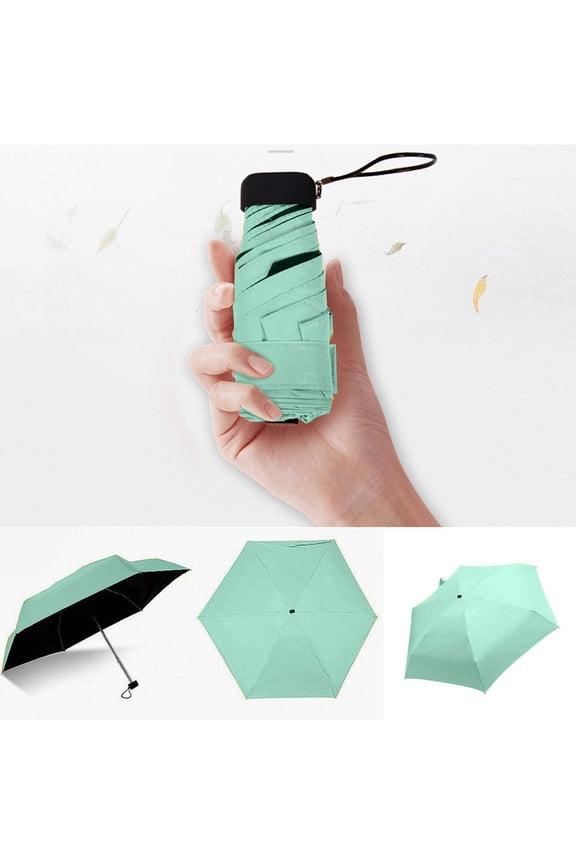 Summercome Small Mini Umbrella, Light Compact Outdoor Sun&Rain Umbrellas, UV-Proof Lightweight Portable Parasol, Easy to Carry Umbrella Perfect for Sunny&Raining Days, Travel, Daily Use, Gift (green)