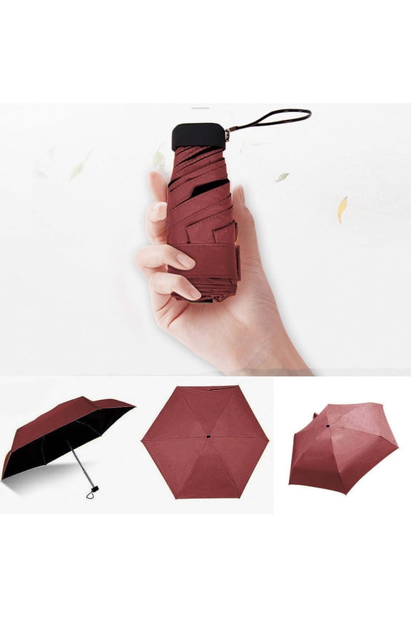 Small Mini Umbrella, Light Compact Outdoor Sun&Rain Umbrellas, UV-Proof Lightweight Portable Parasol, Easy to Carry Umbrella Perfect for Sunny&Raining Days, Travel, Daily Use, Gift (Red)