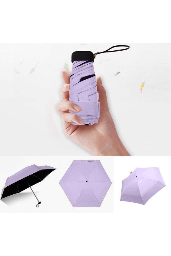 Summercome Small Mini Umbrella, Light Compact Outdoor Sun&Rain Umbrellas, UV-Proof Lightweight Portable Parasol, Easy to Carry Umbrella Perfect for Sunny&Raining Days, Travel, Daily Use, Gift (Purple)