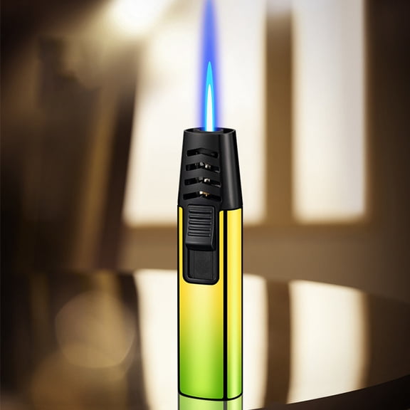 Summercome Torch Lighter, Windproof Straight Torch Blue Flame Lighter, Turbine Jet Flame Torch Lighter, Refillable Kitchen Cooking Torch Lighter for BBQ, Baking (Fluid Not Included) (Green)