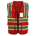thumbnail image 1 of AYKRM Red High Vis Reflective Safety Vest for Women Men Security Pocket Zipper, 1 of 5