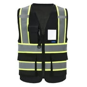 AYKRM Black High Vis Reflective Safety Vest for Women Men Security vest Pocket Zipper