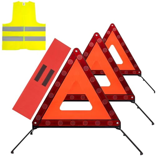 AYKRM Car Warning Triangle Heavy Reflective Warning Road Safety Triangle Kit Suitable for car Breakdown and Temporary Parking on The Road.