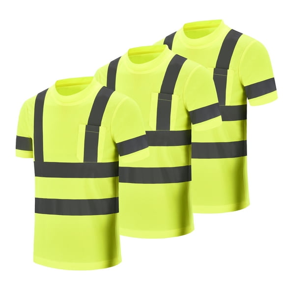 AYKRM Hi Vis T Shirt ANSI Class 3 Reflective Safety High Visibility Shirts (XS-6XL)