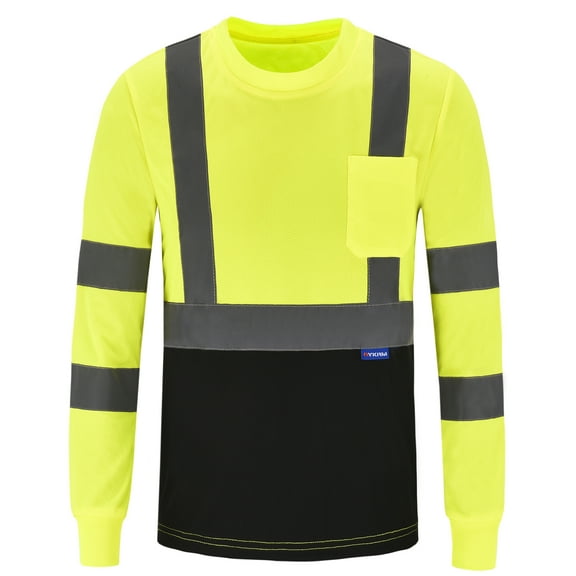 AYKRM Safety T Shirt Reflective High Visibility hi vis Long Sleeve T Shirt (XS-6XL)