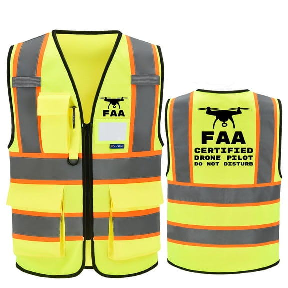 AYKRM Security Vest for Men Women 7 Pockets High Visibility Reflective Safety Vest Front Zipper Meets ANSI/ISEA