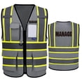 thumbnail image 1 of AYKRM Security Vest for Men Women 7 Pockets High Visibility Reflective Safety Vest Front Zipper Meets ANSI/ISEA, 1 of 5
