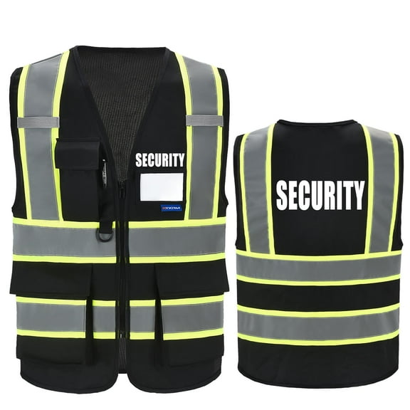 AYKRM Security Vest for Men Women 7 Pockets High Visibility Reflective Safety Vest Front Zipper Meets ANSI/ISEA