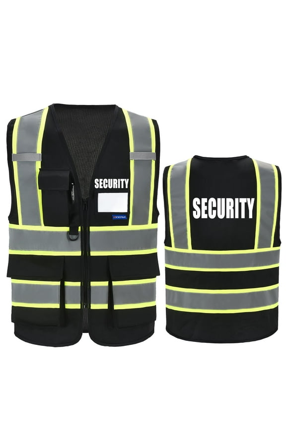 Security Vest for Men Women 7 Pockets High Visibility Reflective Safety Vest Front Zipper Meets ANSI/ISEA