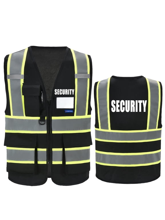 Security Vest for Men Women 7 Pockets High Visibility Reflective Safety Vest Front Zipper Meets ANSI/ISEA