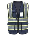 thumbnail image 1 of AYKRM Small High Vis Reflective Navy Safety Vest for Women Men Security Pocket Zipper, 1 of 5
