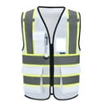 thumbnail image 1 of AYKRM White High Vis Reflective Safety Vest for Women Men Security Pocket Zipper, 1 of 5