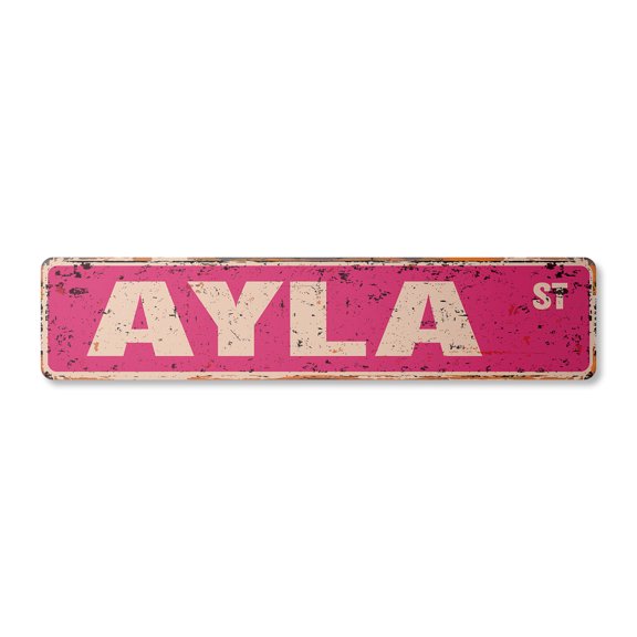 AYLA Vintage Plastic Street Sign Childrens Name Room Sign | Indoor/Outdoor |  36" Wide