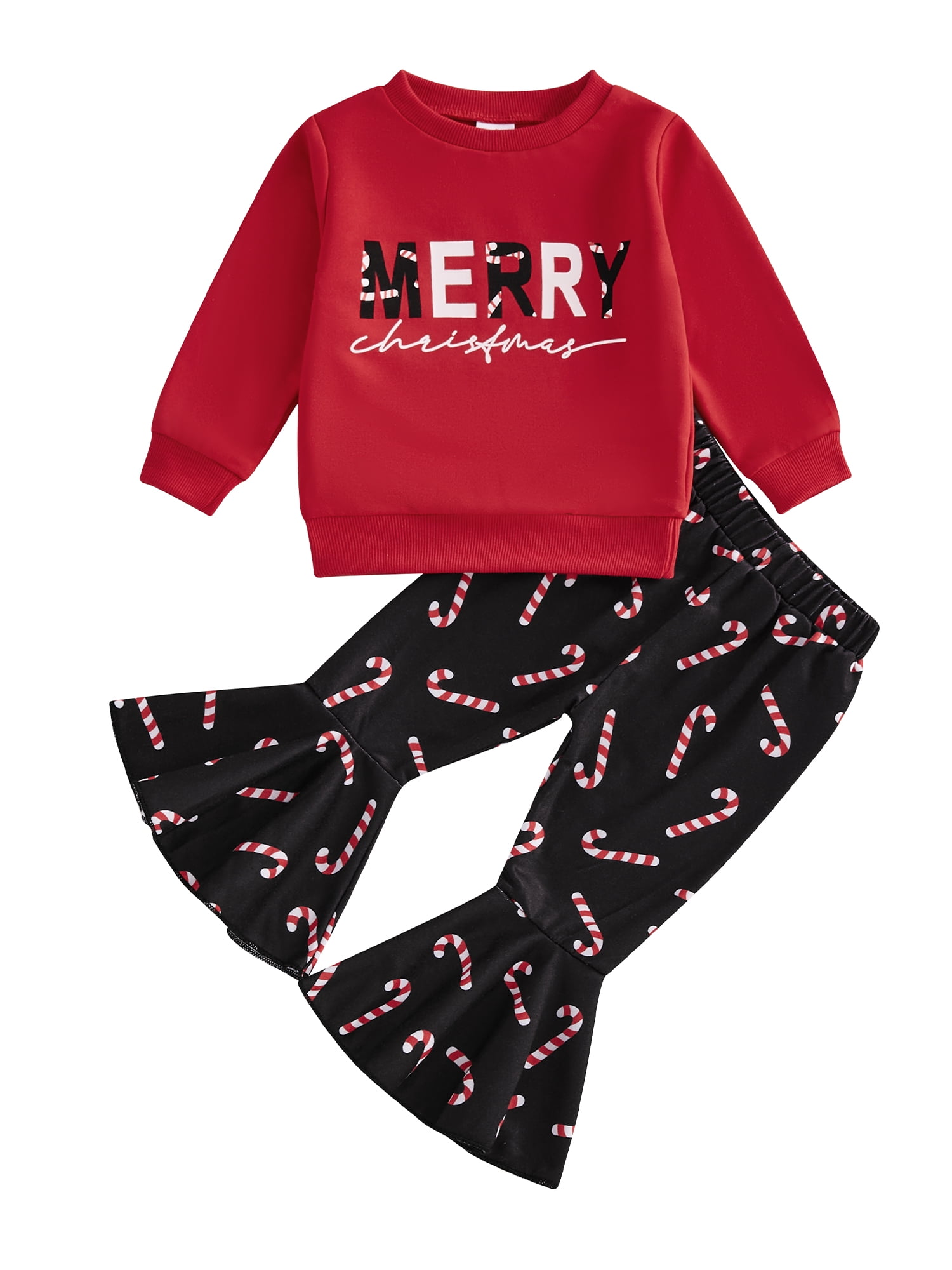 AYLMMRTS Little Kids Girl Christmas Outfits Letter Print Long Sleeve