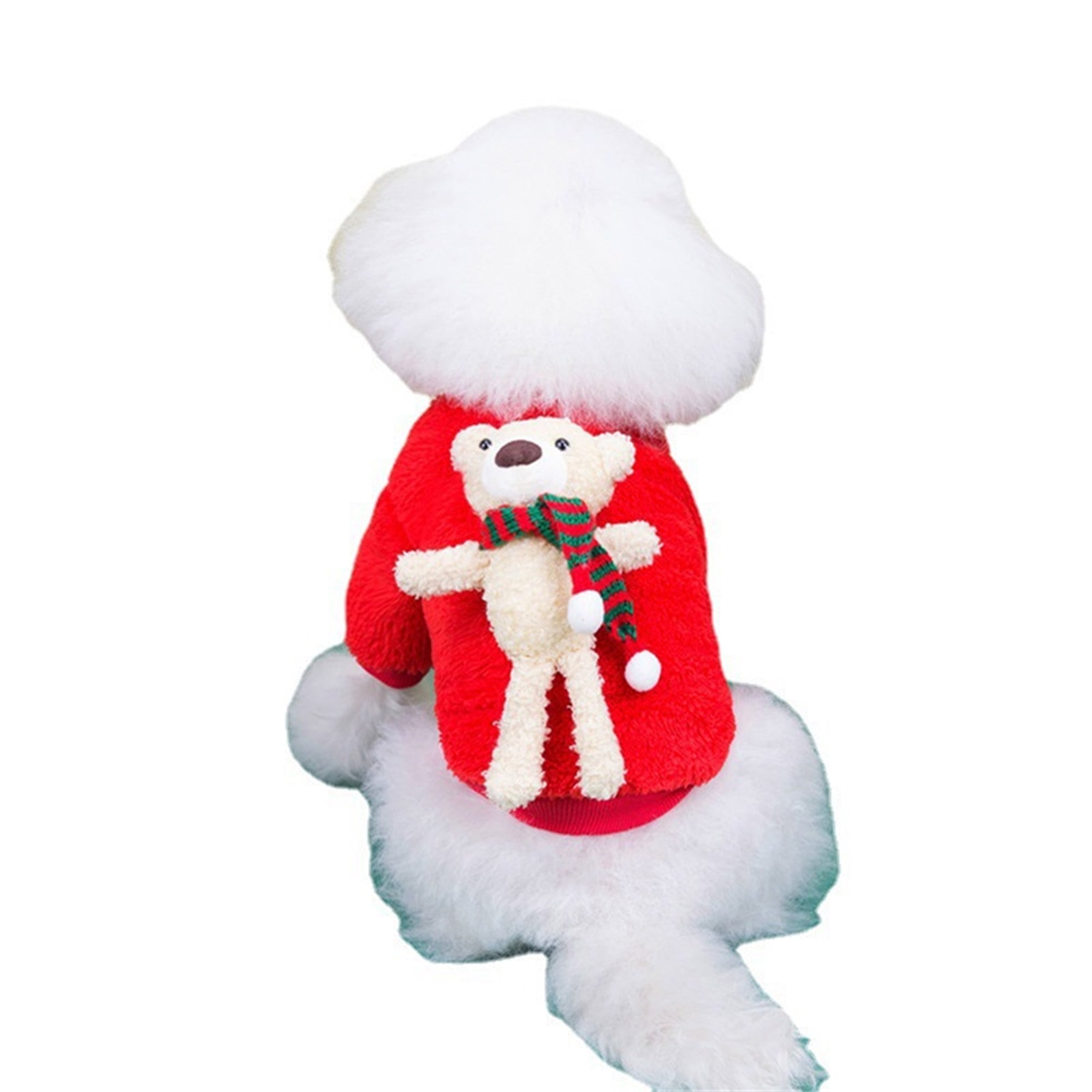 AYLMMRTS Pet Christmas Fuzzy Costume with 3D Plush Bear Cute Dog