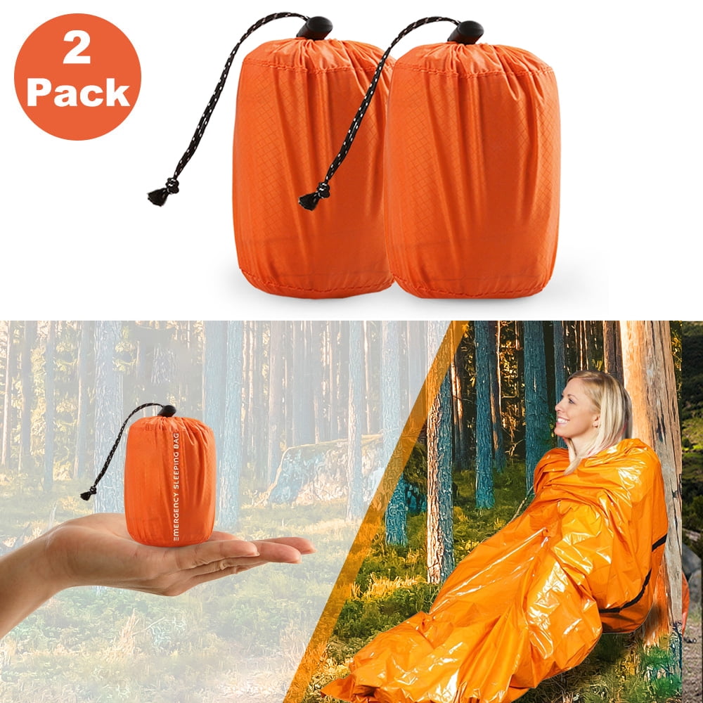 AYMZ 2 Pack Emergency Sleeping Bag, Portable Camping Survival Thermal