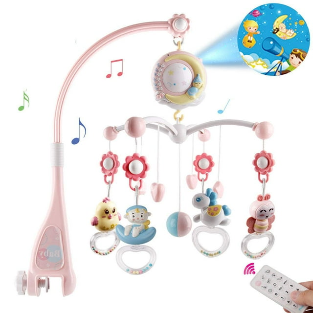 AYMZ Baby Musical Crib Mobile with Projector, Lights, Rotating Rattles