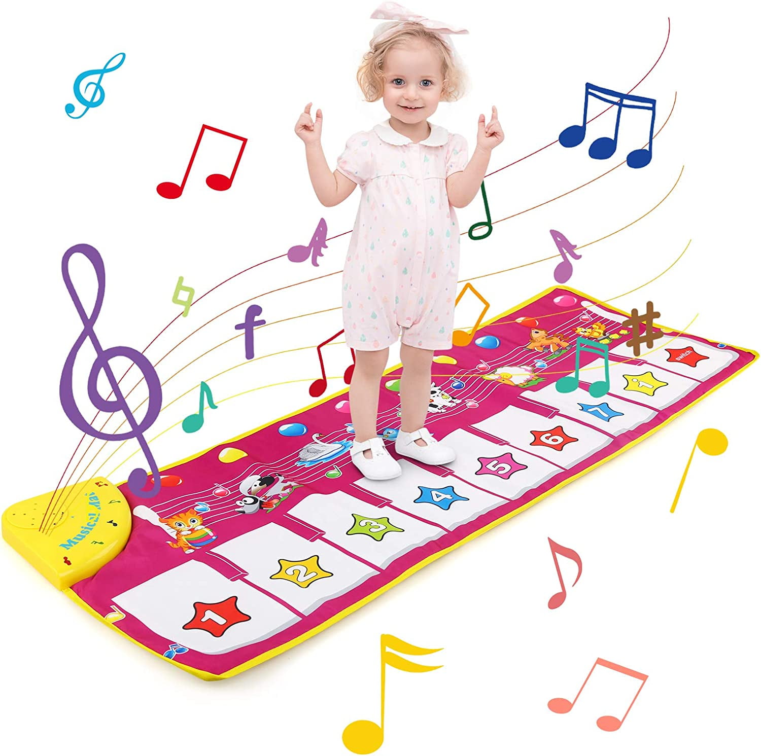 AYMZ Baby Piano Mat with 17 Music Sounds, Kids Musical Playmat, Music