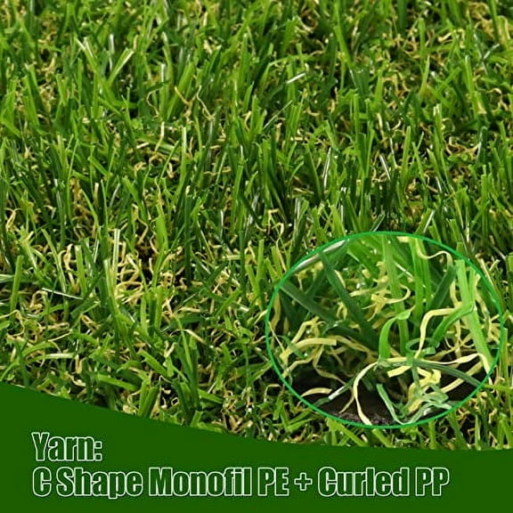 AYOHA Artificial Turf 5' x 5' Realistic Fake Grass, 0.8" Pile Height, Synthetic Fake Lawn Mat, Faux Grass Rug Landscape for Pets Area, Playground, Patio, Balcony, Backyard, Custom Size Available