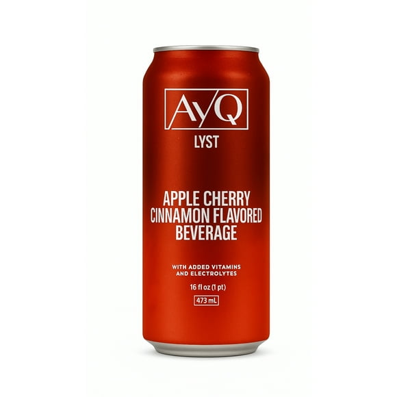 AYQ Beverages Apple Cherry Cinnamon Drink, Flavoured Fruit Beverage for Hydration, Added Vitamins with BCAA, Electrolytes, Vegetarian & Gluten Free, Ready to Drink, 473 mL Cans, 12-Pack