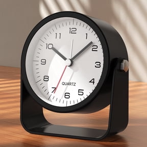 AYRELY® 3.5 Inch Small Analog Alarm Clocks,Battery Operated Desk Clock,Cute Table Clock with Light,Adjustable Angle for Travel,Bedside,Bedroom,Kids,Living Room Decor (Black)