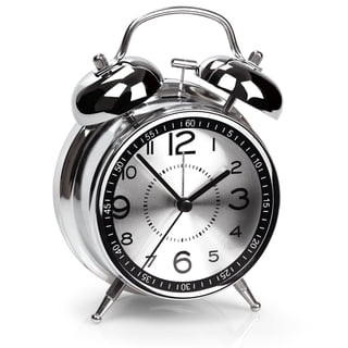 AYRELY Super Loud Alarm Clock for Heavy Sleepers Adults,Twin Bell Retro 4 Inch Silent Non-Ticking Quartz with Backlight, Metal dial, Alarm Clocks for Bedrooms Bedside (Silver)