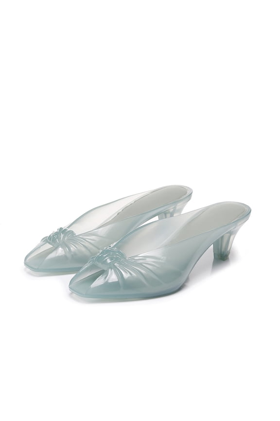 Newly Designed Fish-mouth Pleated Chunky Heel Sandals, Women's Casual Crystal Jelly Sandals