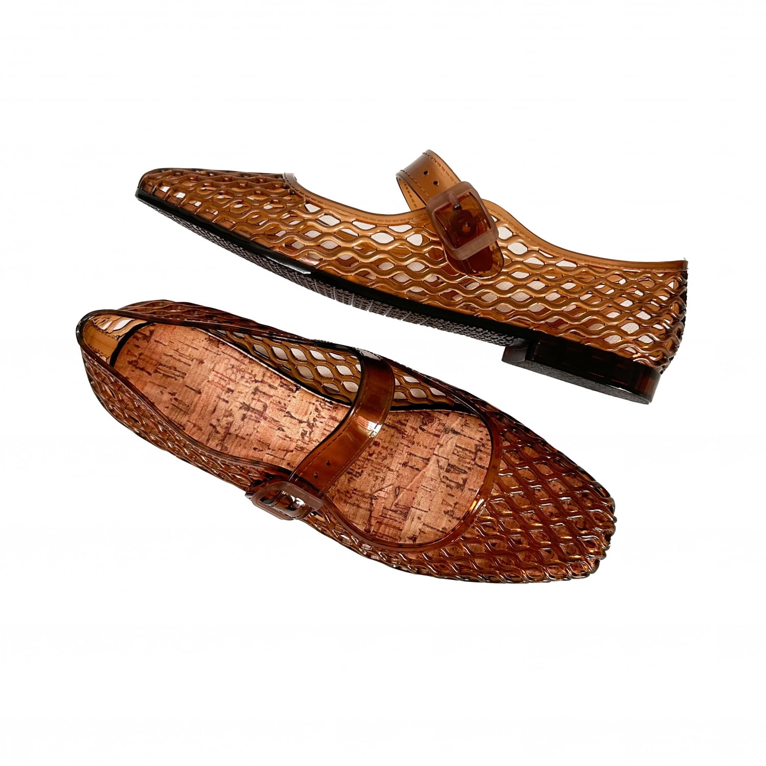 AYUER Women's Brown Color Michaela Jelly Flats Beach Mary Jane Jellies ...