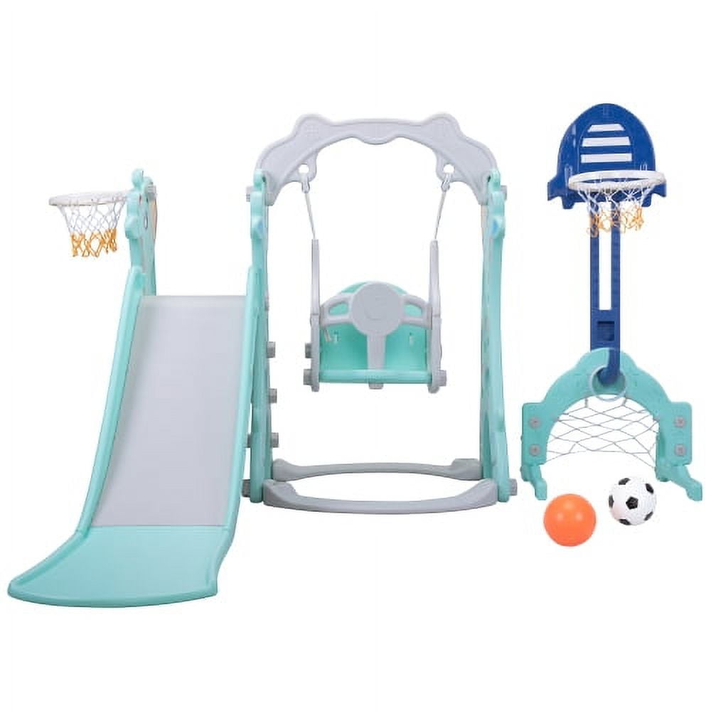 5 in 1 slide swing set kids climber ladder steps bus playhouse