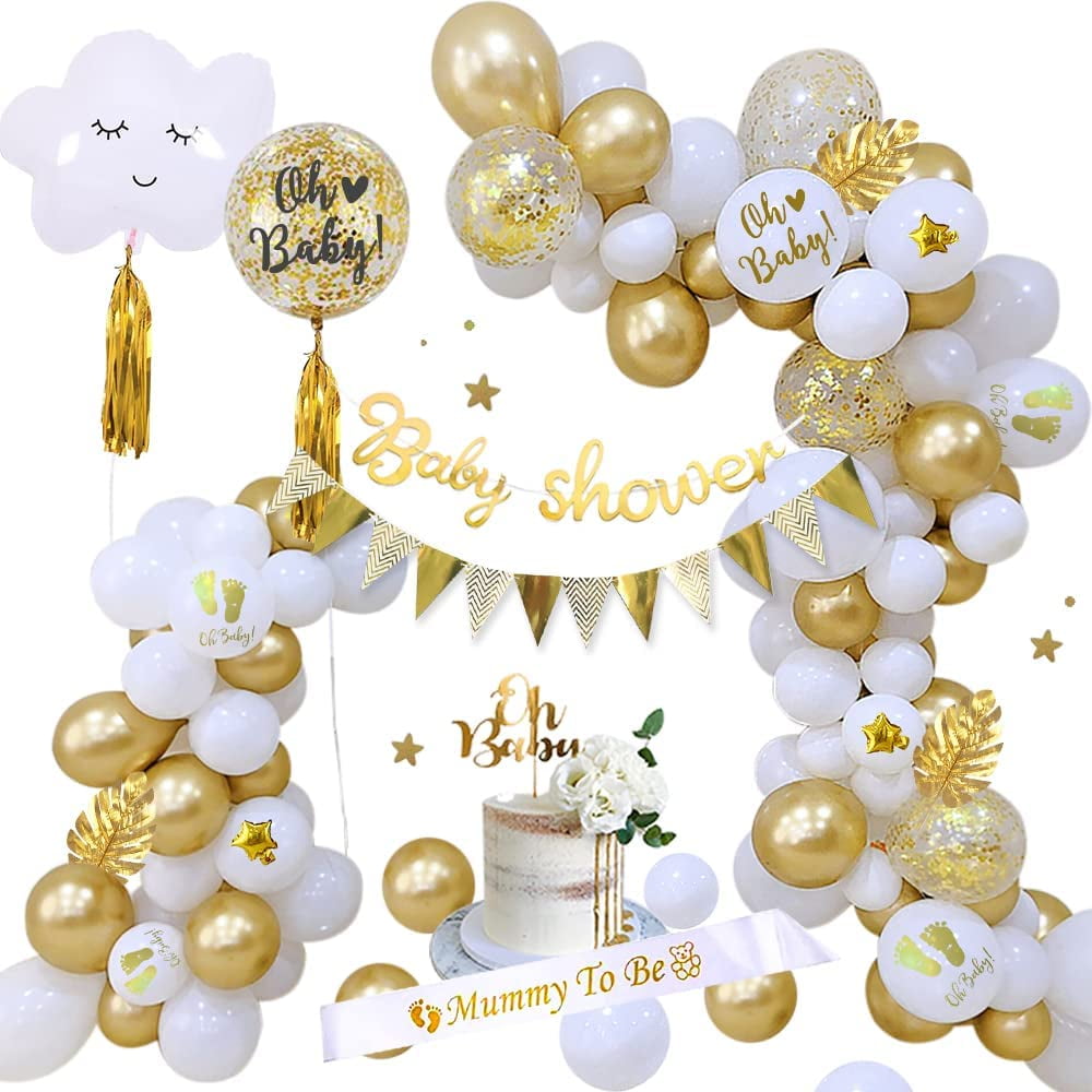 AYUQI Baby Shower Decorations, White and Gold Balloons, 54 Count -  Walmart.com, image size:1000x1000