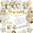 thumbnail image 1 of AYUQI Baby Shower Decorations Boys Girls, Beige Cream Baby Shower Neutral Kit with Balloon Arch, Banner, Gold Dots Garland, Cake Topper, Paper Pompoms for Unisex Gender Reveal Party, 1 of 8