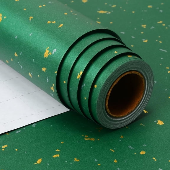 AYUQI Green Gift Wrapping Paper, 1.4ft x 32.8ft Green Gold Silver Wrapping Paper for Christmas Birthday Wedding Anniversary