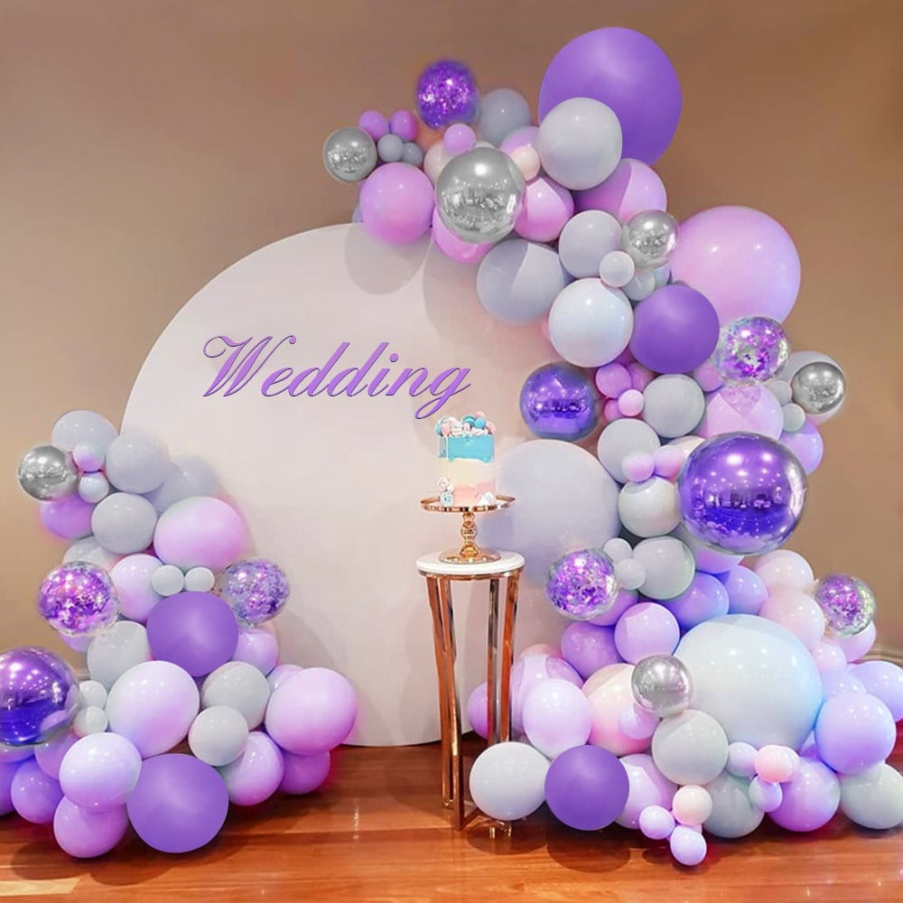 92-Piece Pastel White, Purple & Gold Balloon Kit