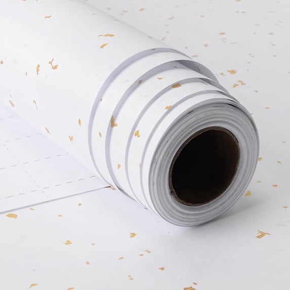 AYUQI White Gift Wrapping Paper, 1.4ft x 32.8ft White Gold Silver Wrapping Paper for Christmas Birthday Wedding Anniversary