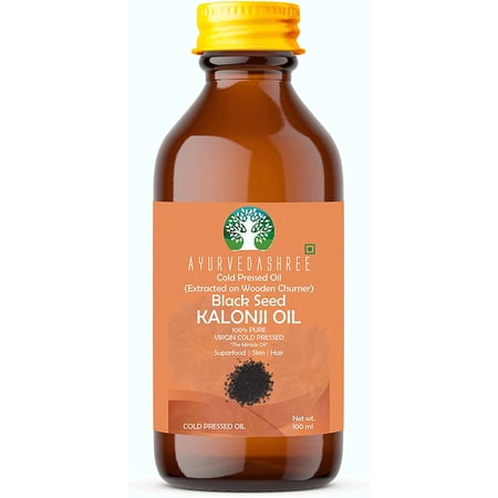 AYURVEDASHREE Cold Pressed Black Seed Oil , Omega 3 6 9 | Super antioxidant & Immune Support, Joints, Digestion, Hair & Skin, 3.38 fl oz., Extracted on Wooden Churner, No GMO,Untreated, Unrefined