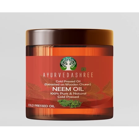 AYURVEDASHREE Cold Pressed Neem Oil 100 ML, 3.38 fl oz. | Extracted on Wooden Churner with Traditional Method to Sustain maximum nutrition, Cold-Pressed, 100% Pure & Natural