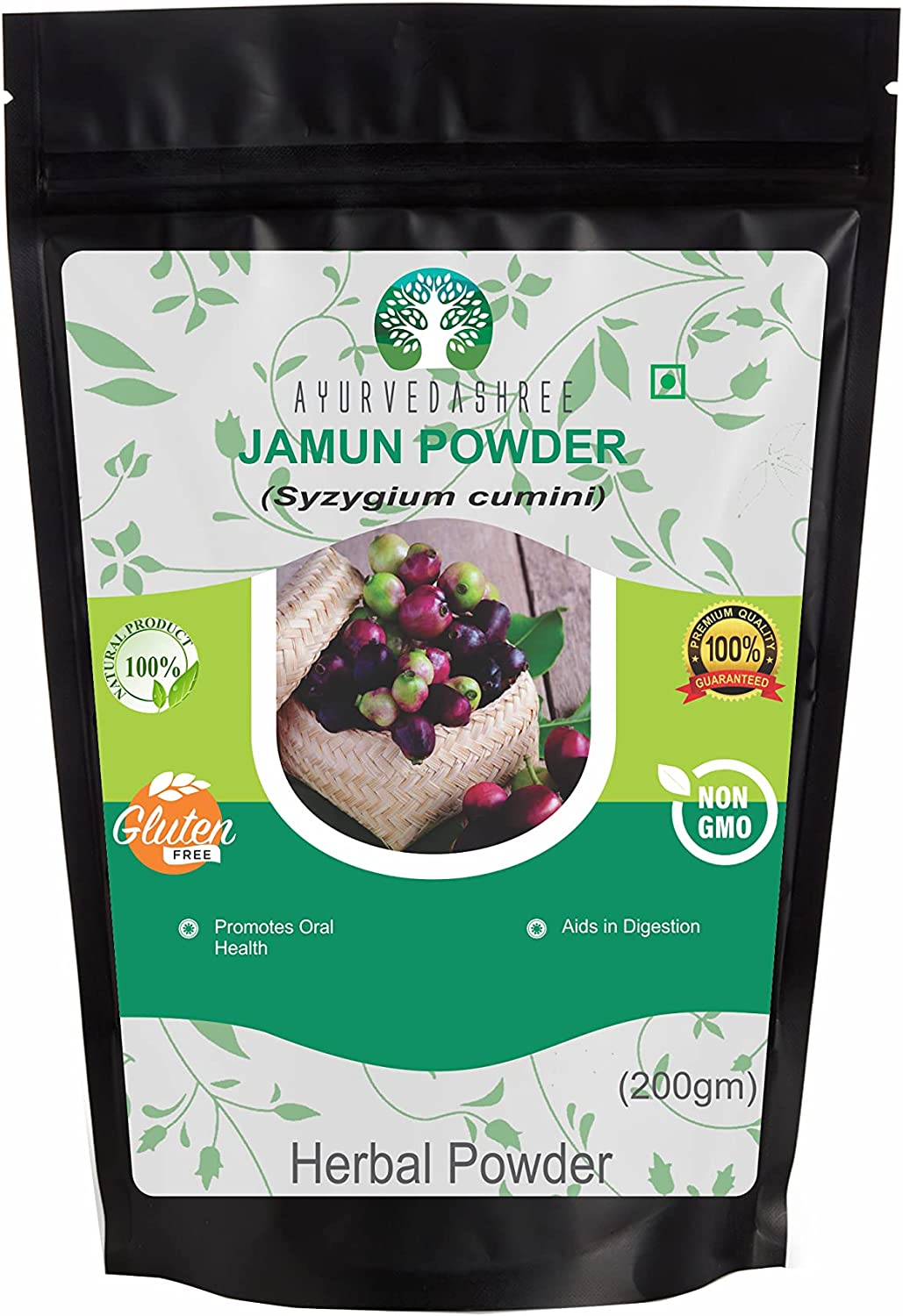 AYURVEDASHREE Jamun Seed Powder 200 Gm, Eugenia Jambolana, Indian BlackBerry.