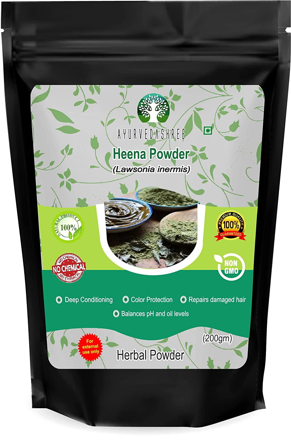 AYURVEDASHREE Natural & Pure Henna Powder (Lawsonia Inermis) 200 Gm