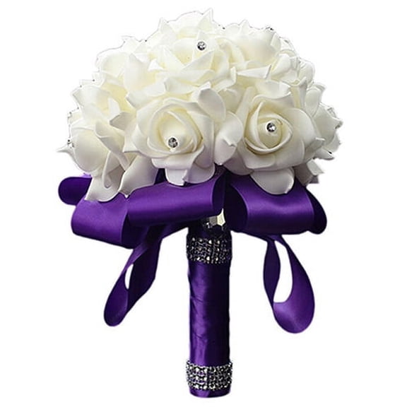 AYYUFE 1 Bouquet Wedding Bride Bridesmaid Rhinestone Decor Foam Artificial Flower