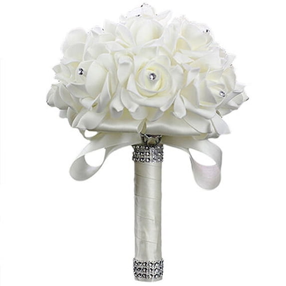 AYYUFE 1 Bouquet Wedding Bride Bridesmaid Rhinestone Decor Foam Artificial Flower