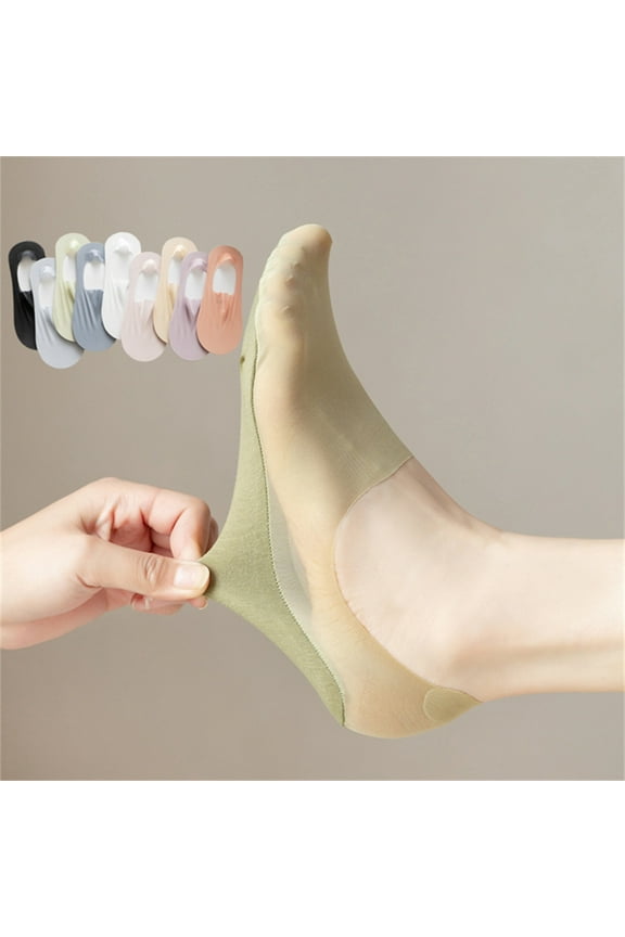 AYYUFE 1 Pair Quick Drying High Elasticity Invisible Socks Ice Silk Non-slip Seamless Thin Boat Socks for Daily Wear