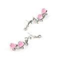 thumbnail image 1 of AYYUFE 1 Pair Shining Rhinestones Piercing Ear Studs Rose Flower Branch Cuff Earrings Jewelry Alloy Silver, 1 of 8