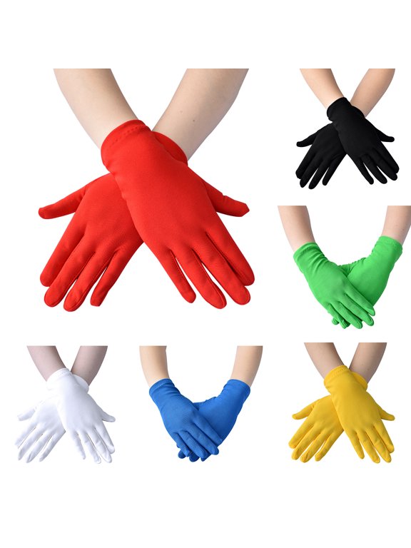 1 Pair Short Thin Dance Gloves Breathable Non-slip Sweat-absorption Milk Silk Satin Stretch Gloves Costume Accessories