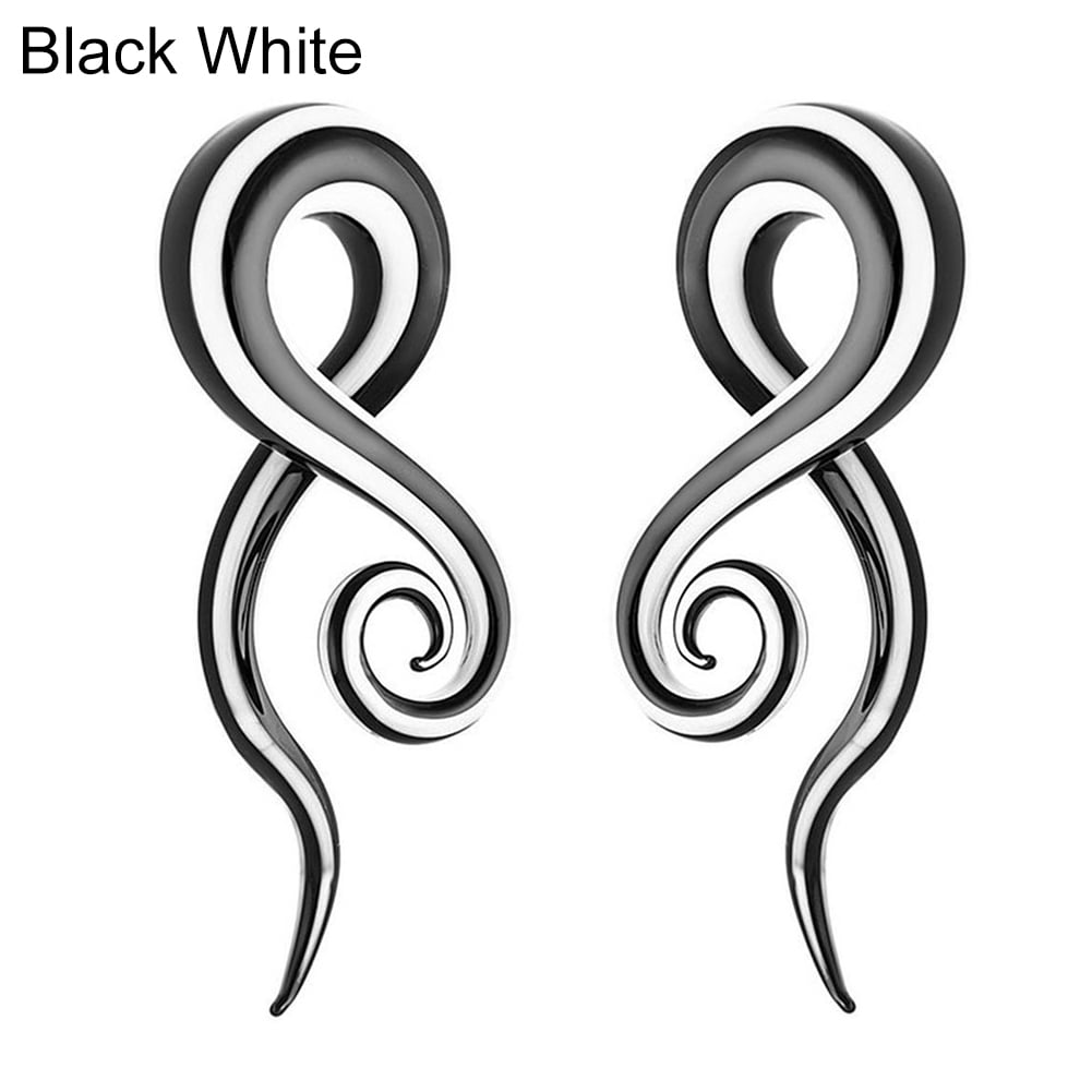 AYYUFE 1 Pair Unisex Glass Twisted Snail Ear Gauges Hangers Plugs