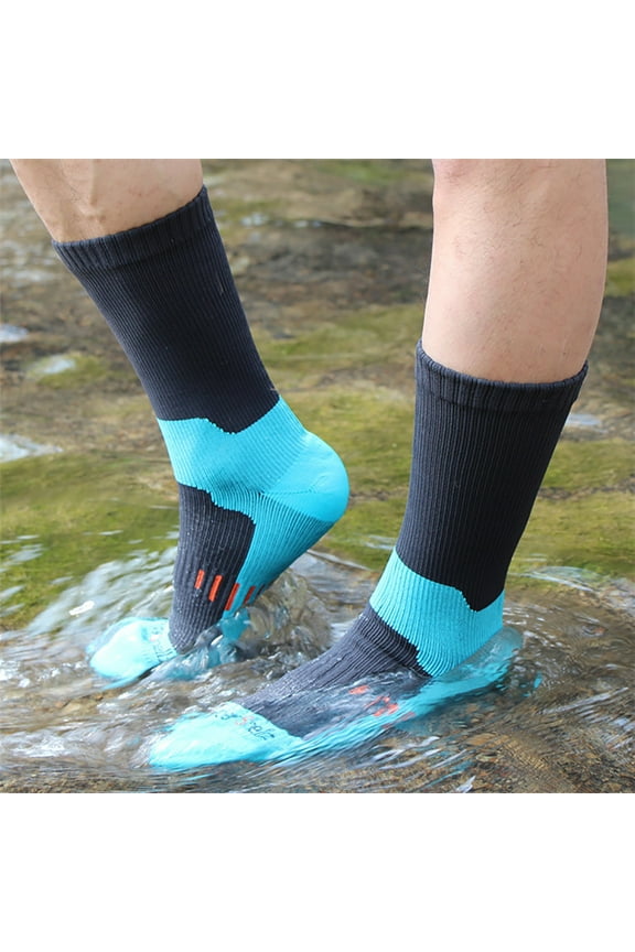 1 Pair Waterproof Socks Elastic Breathable Mid-Tube Soft Socks Foot Protection Windproof Winter Hiking Wading Riding Skiing Socks for Outdoor Sports
