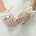thumbnail image 1 of AYYUFE 1 Pair Wedding Flower Girl Gloves Romantic See-through Hollow Out Big Bow-knot Fishnet Wedding Decoration Flower Decor Beads Wedding Prom Gloves Kid Gloves, 1 of 8