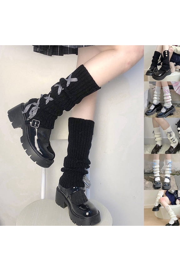 1 Pair Women Leg Warmers Knitted Japan Style Women Sweet Stretchy Boot Cuffs for Yoga