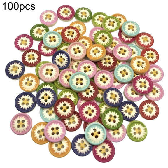 AYYUFE 100Pcs Wood Buttons Thickened Anti-cracking No Burrs Clothes Buckle Sewing Buttons for Textiles