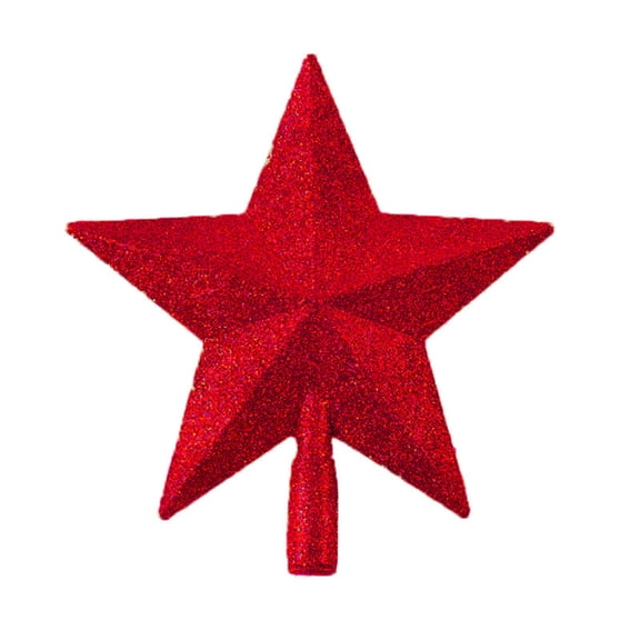 AYYUFE 10Pcs 15cm Star Tree Topper Glitter Golden Powder Multi-colors Strong Bright Color Scene Layout Reusable Five-pointed Star Decoration Christmas Treetop Party Supplies Red
