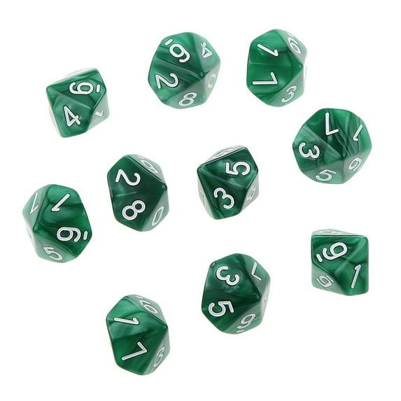 AYYUFE 10Pcs Multi-sided Solid Color TRPG Game D10 Polyhedral Dice Party Props Gift